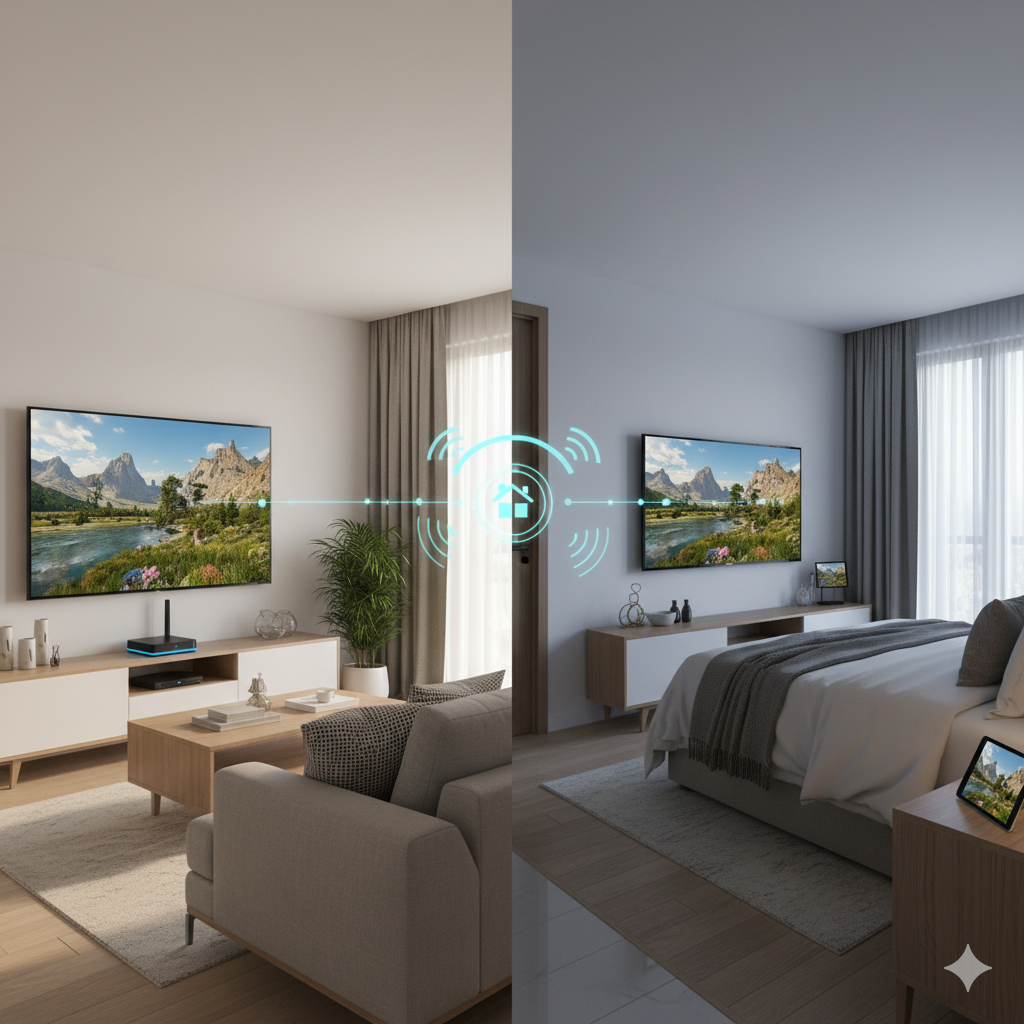 TV screen showing a connection error or buffering symbol